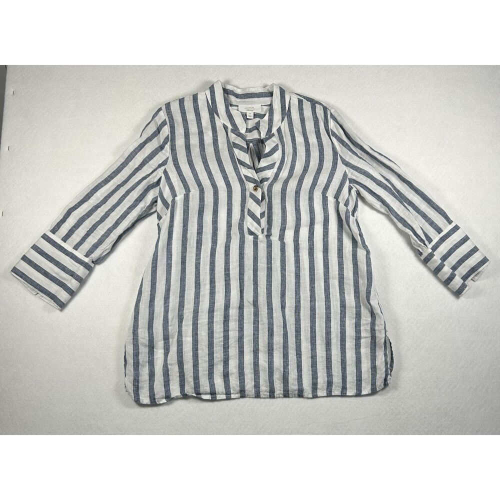 Charter Club 3/4-Sleeve Linen Popover Top. Size Medium.